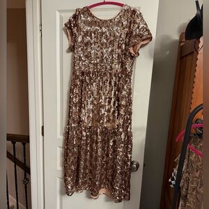 Anthropologie Maeve Gold Sequin Top
